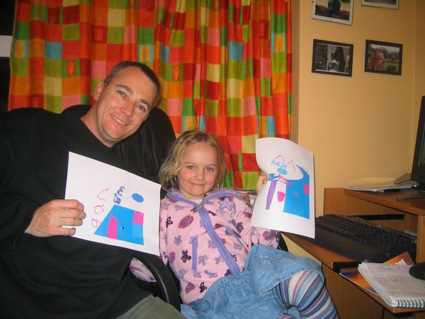 Ian and Megan, drawing pictures!